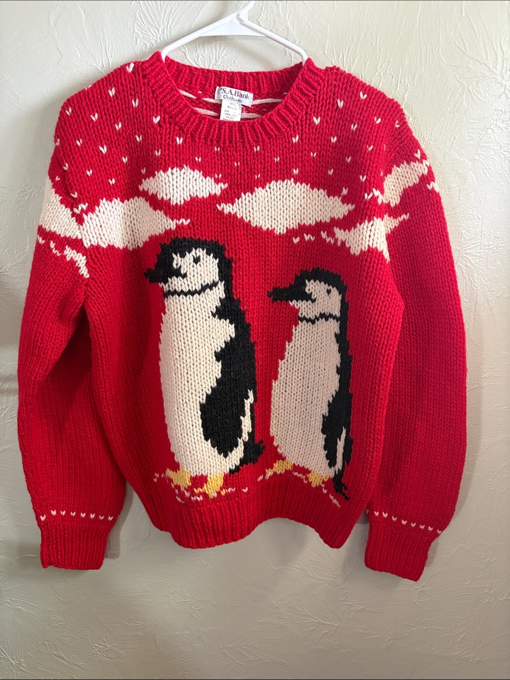 Vintage Jos A Bank penguin sweater 100% wool